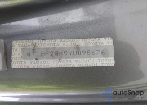 2000 Toyota Camry Xle V6 из США, поврежденный, VIN 4T1BF28K5YU098676